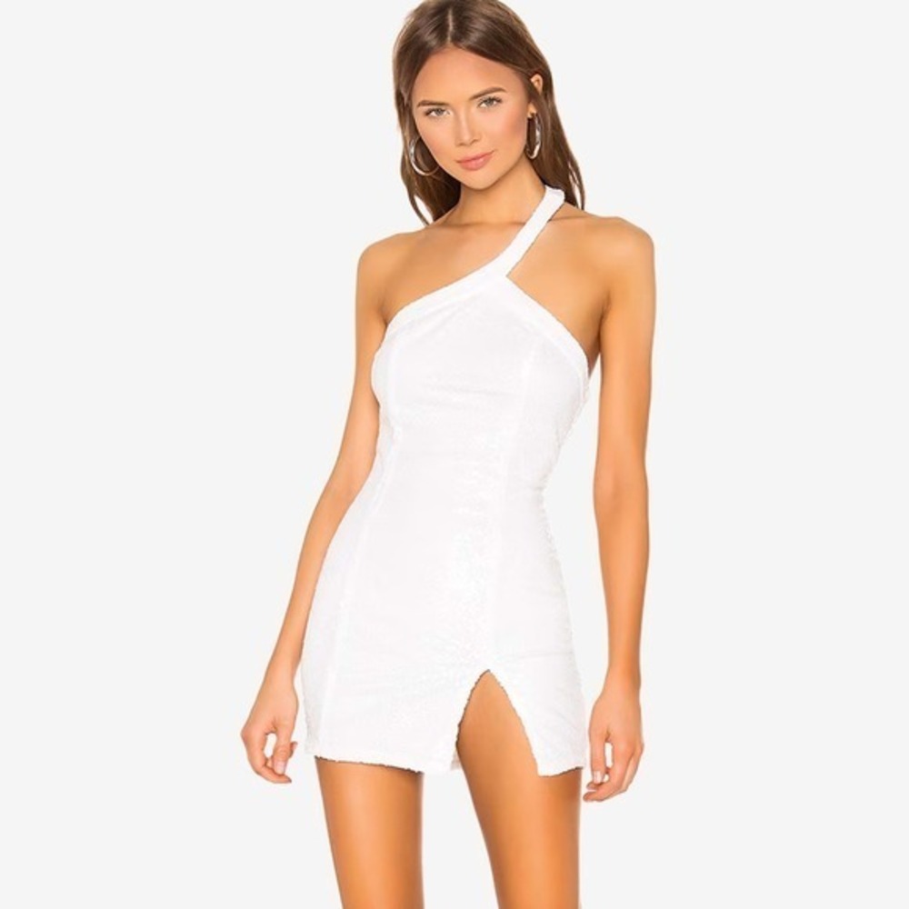 Superdown Cicely Mini Dress Size M White Sequin Glam Sexy Night Out Revolve
